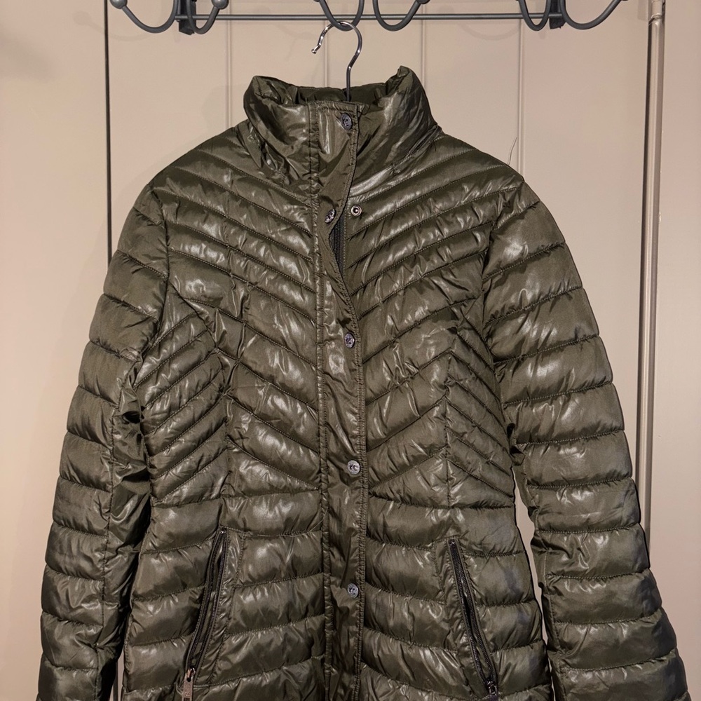 Kenneth Cole Olive Quilted Puffer Jacket